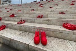 Red Shoes Left to Symbolise Murdered Albanian Women and Girls