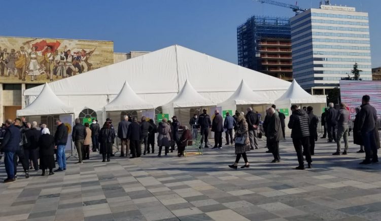 vaccination albania square tent Government Vows to Speed Up Vaccination: 500K Albanians in 2 Months