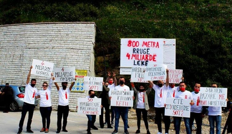 protest Activists Hold Protest Against Gjirokaster Bypass and Neglect of Cultural Monuments
