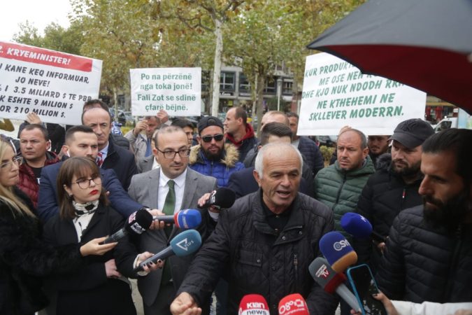 Albanian Farmers Protest 2022 Fiscal Budget in Front of Parliament