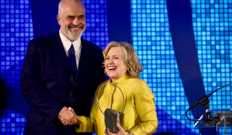 Hillary Clinton Awards Albanian Prime Minister for Hosting Afghan Refugees