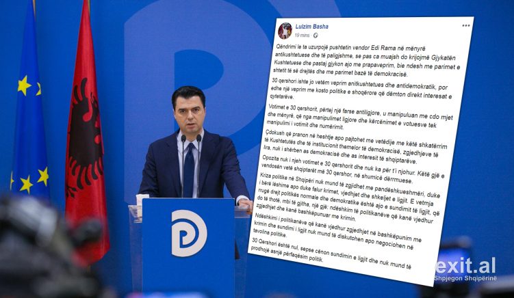 Basha FB Reagim Basha: Gjykata Kushtetuese me fuqi prapavepruese cënon parimet e shtetit të së drejtës