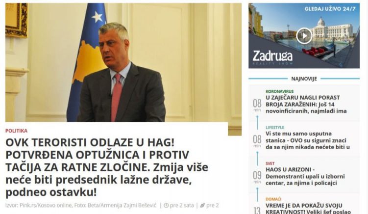 Si e pasqyruan dorëheqen e presidentit Thaçi mediat serbe