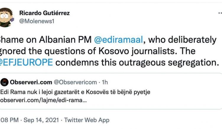 Federata Evropiane e Gazetarëve kritikon Ramën për shpërfilljen e gazetarëve kosovar