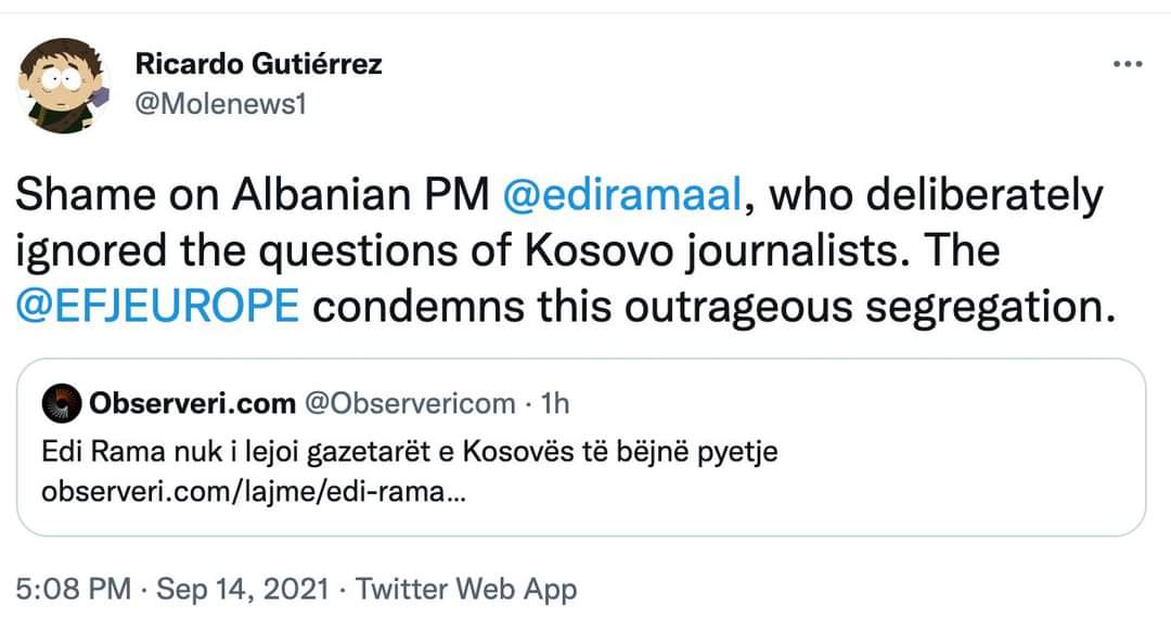 Federata Evropiane e Gazetarëve kritikon Ramën për shpërfilljen e gazetarëve kosovar